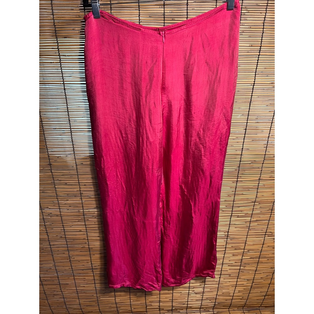 NiC Size 16 Pink Wide Leg Vintage 100% Silk Pants Fuchsia Trousers